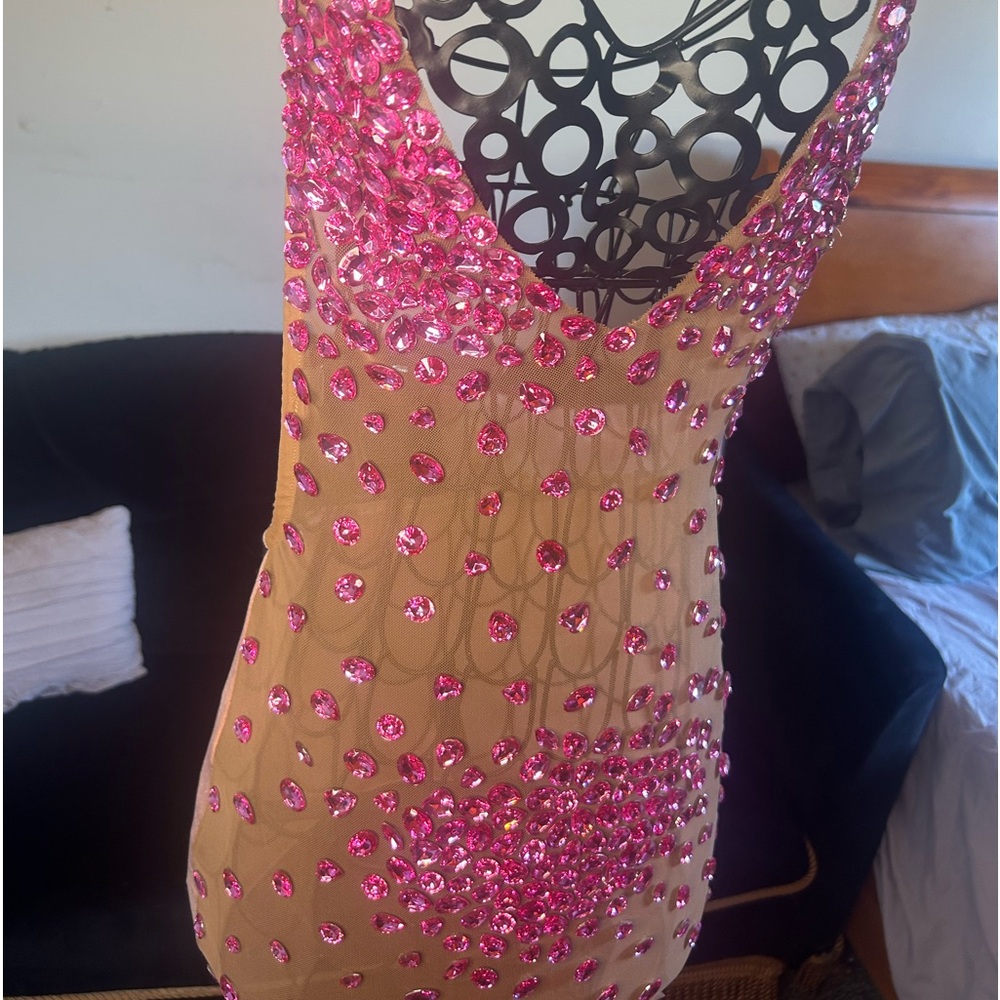 Mesh bedazzled mini dress